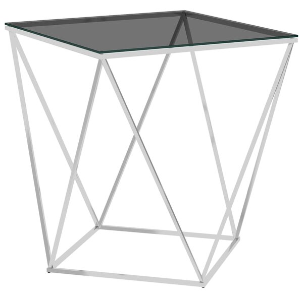 Tavolino da Caffè Argento e Nero 50x50x55 cm in Acciaio Inox
