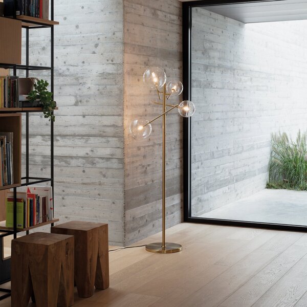 Lampada Da Terra Equinoxe 4 Luci G4 Cromo Con Dimmer Esterno Ideal Lux