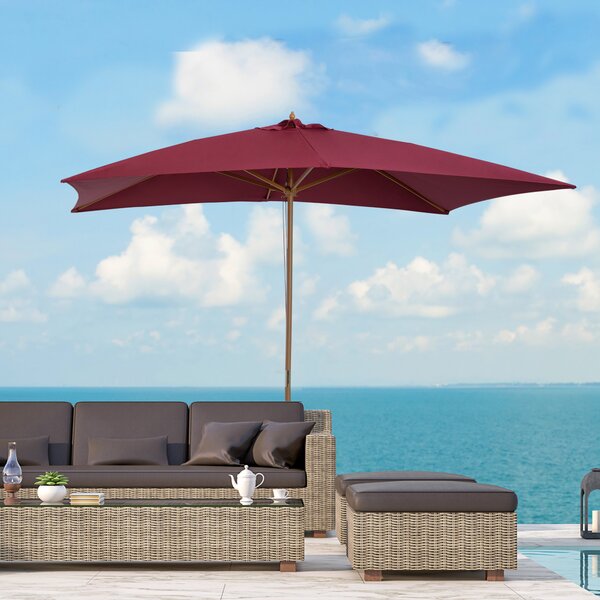 Outsunny Ombrellone da Giardino Impermeabile, Struttura in Legno, 2x2.95x2.55m, Bordeaux, Protezione UV per Esterni|Aosom