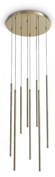 Lampada Da Terra Look 8 Luci LED 16W Luce Naturale Ottone Altezza Regolabile Ideal Lux