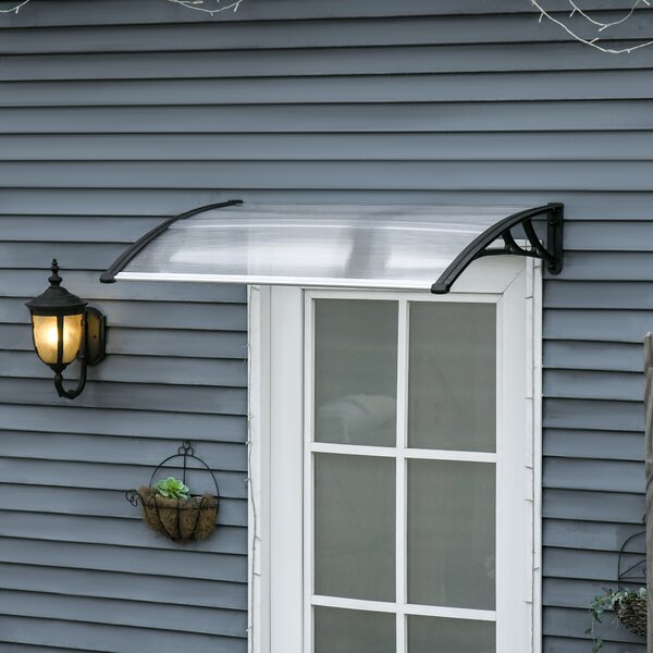 Outsunny Pensilina da Esterno per Finestre e Porte, in Policarbonato e Alluminio, 110x60x23cm - Trasparente|Aosom