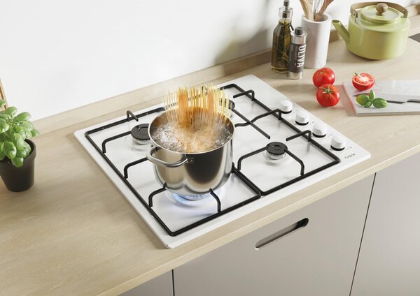 Candy CHW 6 LWW Serie Laterali Piano Cottura 4 Fuochi a Gas 60 cm colore Bianco