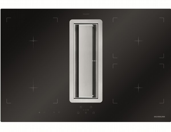 Silverline 3413.4.733.02 FLOW IN Piano Cottura Induzione 4 Fuochi 80 cm con Cappa Integrata colore Nero