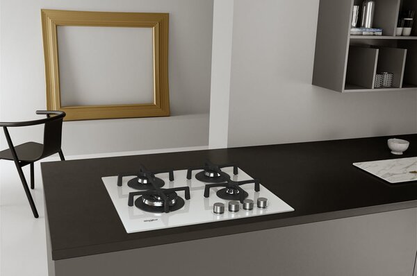 Whirlpool GOA 6423/WH Serie Ambient Piano Cottura 4 Fuochi a Gas 60 cm (1 Bruciatore Doppia Corona) colore Bianco