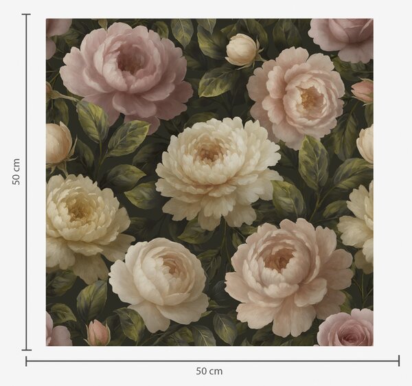 Carta da parati Peonie romantiche su uno sfondo botanico scuro, Parati fiori e piante classici, a00893 : Uwalls.it