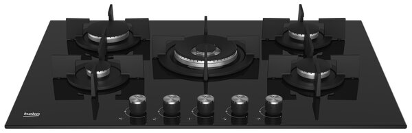 Beko HILW 75222 S Piano Cottura 5 Fuochi a Gas 75 cm (1 Bruciatore Wok) colore Nero