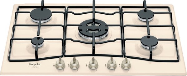 Hotpoint Ariston PCN 750 T (OW) R /HA Serie Tradizione Piano Cottura 5 Fuochi a Gas 75 cm (1 Bruciatore Tripla Corona) colore Bianco Antico