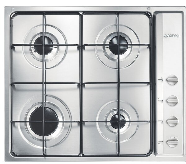 Smeg Piano Cottura 4 Fuochi a gas da Incasso Larghezza 60 cm colore Inox - S64S Serie Selezione