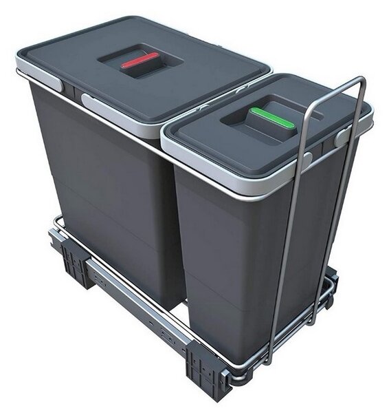 Elletipi Pattumiera Sottolavello Estraibile per Mobile Cucina 2 Contenitori 18+8 Litri - PF01 34A1 Ecofil
