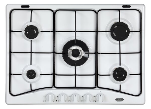 De Longhi YBF 57 ASV Piano Cottura 5 Fuochi a Gas 70 cm (1 Bruciatore Tripla Corona) colore Bianco