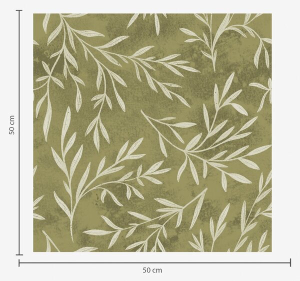 Carta da parati Rametti bianco crema su uno sfondo caldo con texture, Parati natura classici, Parati natura foglie classici, a00936v1 : Uwalls.it