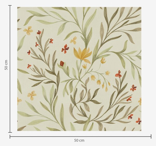 Carta da parati Fiori gialli e rossi su sfondo verde chiaro, Parati fiori e piante classici, a00937 : Uwalls.it