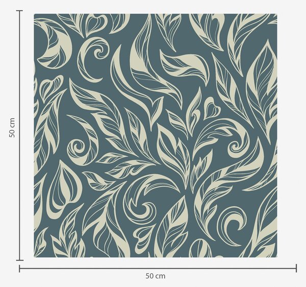 Carta da parati Motivo a foglie con linee sottili su sfondo grigio-blu, Parati fiori e piante classici, a00940 : Uwalls.it