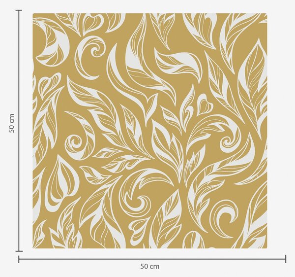 Carta da parati Ornamento fogliato bianco crema su sfondo ocra caldo, Parati fiori e piante classici, a00940v1 : Uwalls.it