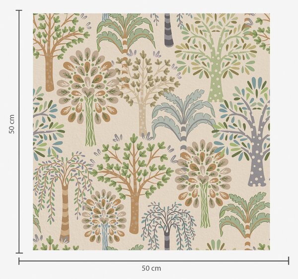 Carta da parati Alberi decorativi in una delicata palette naturale, Parati foresta classici, Parati classici Bosco Alberi, a00960 : Uwalls.it