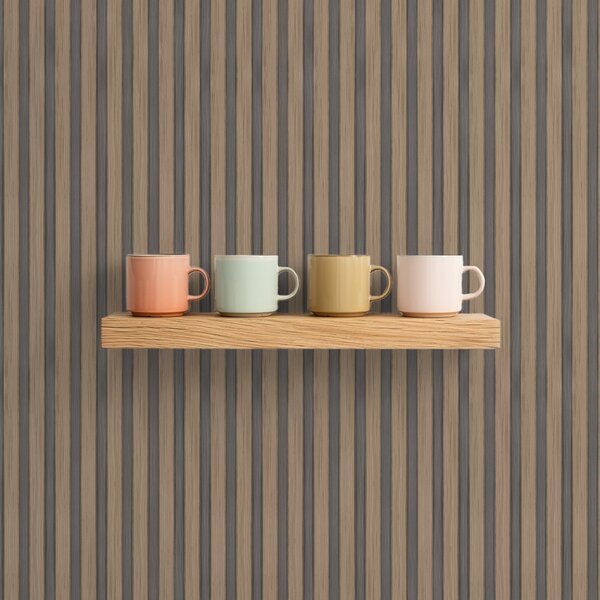 Carta da parati Lamelle verticali in legno e grigio con un ritmo, Parati geometrica classici, Parati geometrica a righe classici, a00992 : Uwalls.it