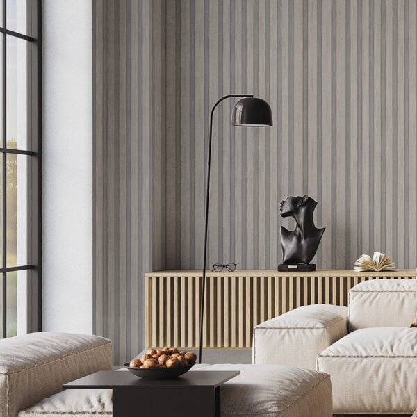 Carta da parati Lamelle in legno chiaro con delicate strisce, Parati geometrica classici, Parati geometrica a righe classici, a00991v1 : Uwalls.it