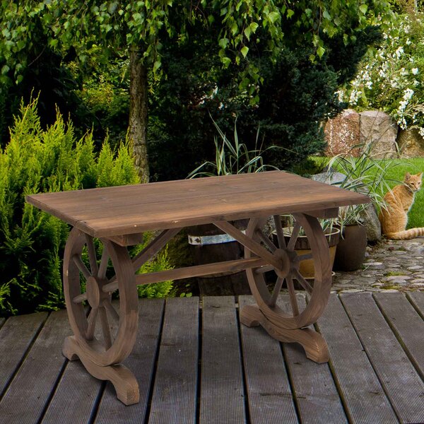 Outsunny Tavolo da Giardino Stile Country con Gambe a Ruota, in Legno di Abete Resistente alle Intemperie 113x60x65cm|Aosom