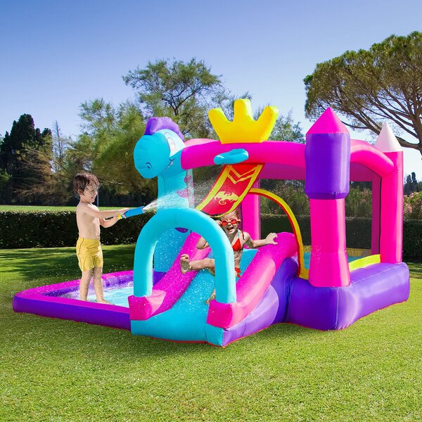 Outsunny Castello Gonfiabile per Bambini 3-8 Anni con Scivolo, Piscina e Trampolino, 3x2.7x2m | Aosom Italy