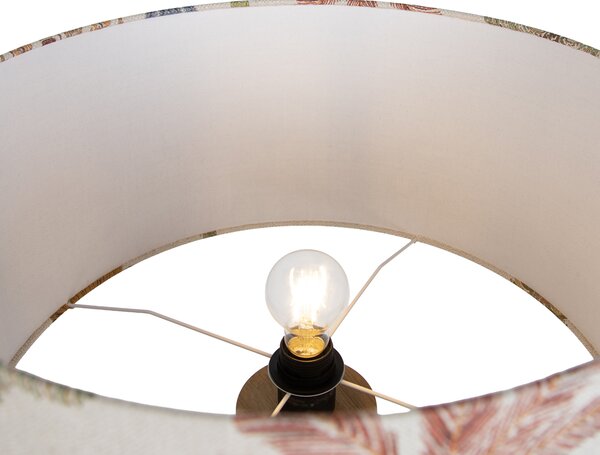 Lampada da terra in legno con paralume multicolore e stampa animalier 50cm - Tripod Classic