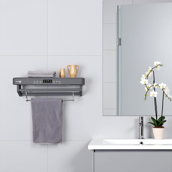 Asciugasalviette Elettrico con Disinfettante UV per Bagno/Cucina, a parete, L60cm, 450W, ElectricSun PREMIUM Grigio