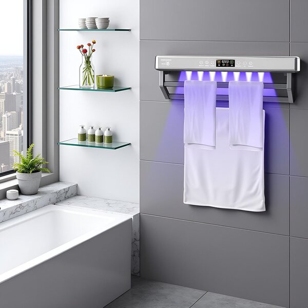 Asciugasalviette Elettrico con Disinfettante UV per Bagno/Cucina, a parete, L60cm, 450W, ElectricSun PREMIUM Grigio