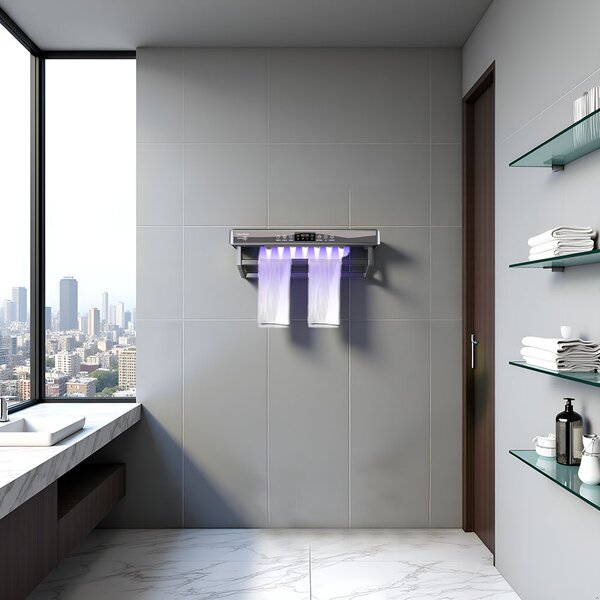 Asciugasalviette Elettrico con Disinfettante UV per Bagno/Cucina, a parete, L60cm, 450W, ElectricSun PREMIUM Grigio