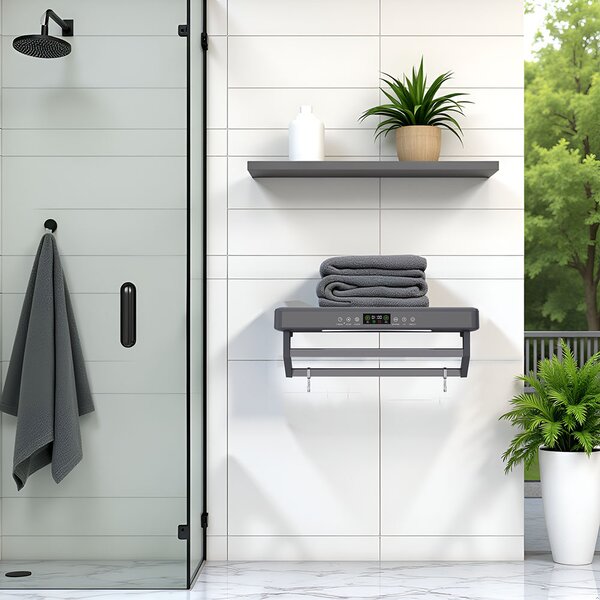 Asciugasalviette Elettrico con Disinfettante UV per Bagno/Cucina, a parete, L60cm, 450W, ElectricSun PREMIUM Grigio