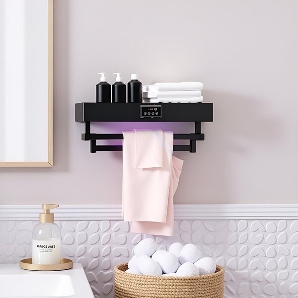 Asciugasalviette Elettrico con Disinfettante UV per Bagno/Cucina, a parete, L60cm, 450W, ElectricSun Standard Nero