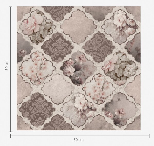 Carta da parati Romantico patchwork di medaglioni floreali nei toni polverosi, Parati fiori e piante classici, a01027 : Uwalls.it