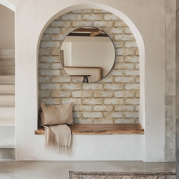 Carta da parati Texture mattone beige chiaro invecchiato, Parati classici in stile loft, a01029 : Uwalls.it