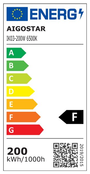 Faro proiettore Led 200W Bianco da esterno IP65 Bianco freddo 6500K Aigostar