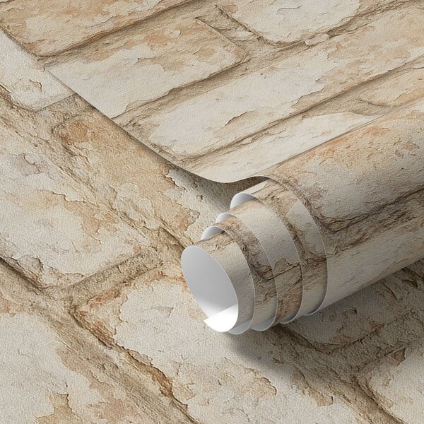 Carta da parati Texture mattone beige chiaro invecchiato, Parati classici in stile loft, a01029 : Uwalls.it