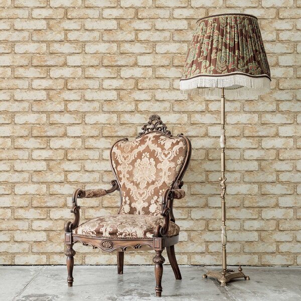 Carta da parati Texture mattone beige chiaro invecchiato, Parati classici in stile loft, a01029 : Uwalls.it