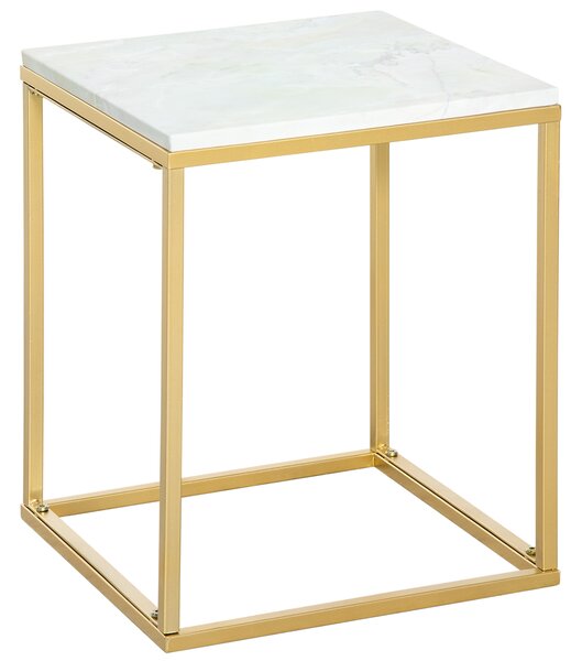 Outsunny Tavolino da Caffè Elegante per Salotto e Giardino, Design in Metallo con Effetto Marmo, Adatto a Interni/Esterni, Oro