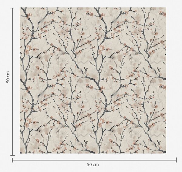 Carta da parati Rami di sakura dipinti ad acquerello su sfondo chiaro, Parati fiori e piante classici, a01033 : Uwalls.it