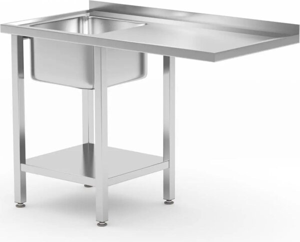 HENDI Tavolo con lavello, ripiano e spazio per lavastoviglie, a sinistra, 1200x700x(H)850 mm