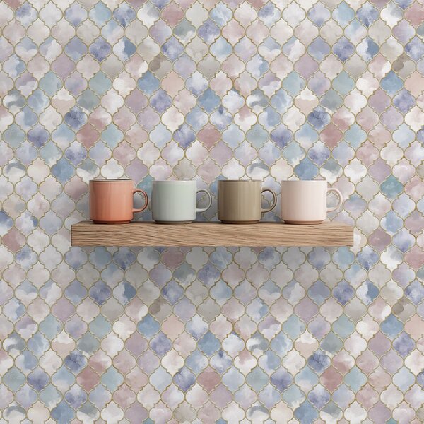 Carta da parati Mosaico pastello di frammenti marocchini con una luce soffusa, Parati astratta classici, a01039 : Uwalls.it