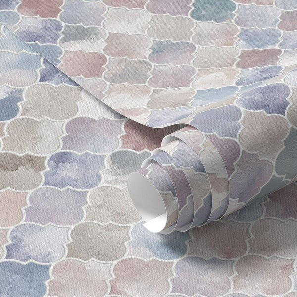 Carta da parati Mosaico dai colori pastello chiari con delicate forme marocchine, Parati astratta classici, a01039v1 : Uwalls.it