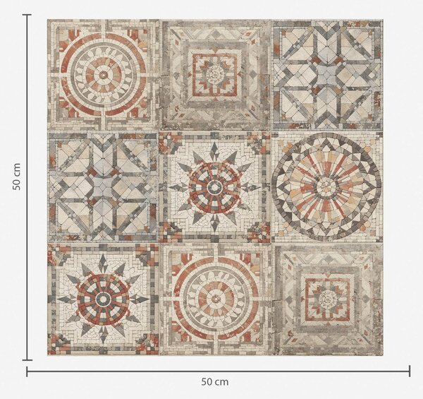 Carta da parati Antichi medaglioni in mosaico di pietra con dettagli consumati, Parati astratta classici, a01042 : Uwalls.it