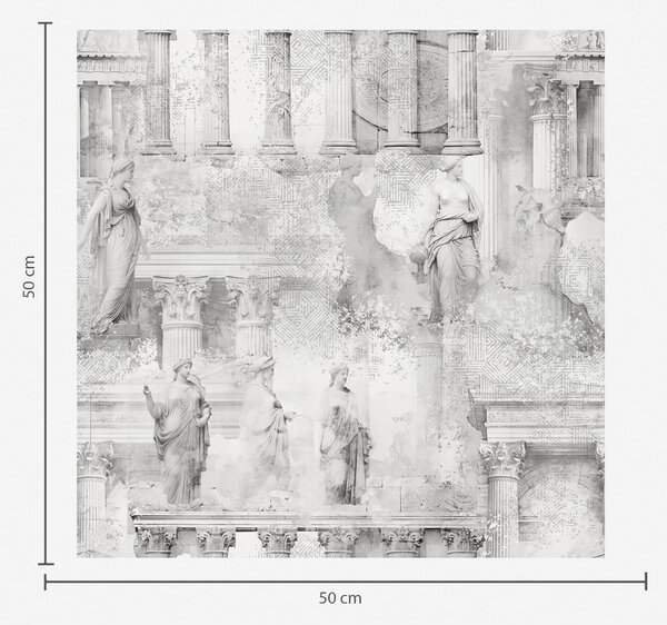 Carta da parati Statue e colonne classiche in sfumature di grigio sbiadito, Parati unica, a01041v1 : Uwalls.it