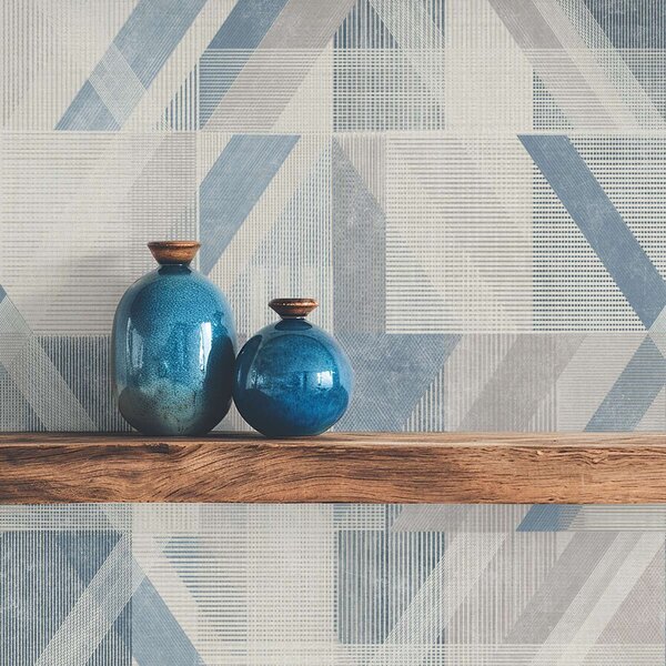 Carta da parati Design geometrico nei toni freddi del blu-grigio, Parati astratta classici, a01055v1 : Uwalls.it