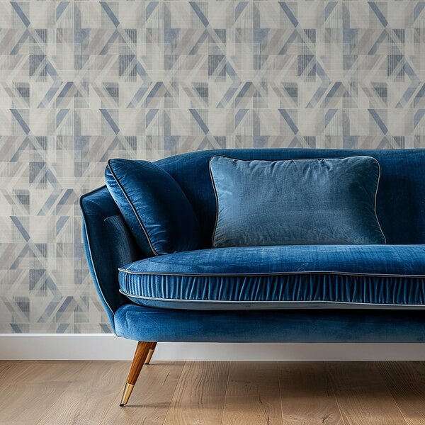 Carta da parati Design geometrico nei toni freddi del blu-grigio, Parati astratta classici, a01055v1 : Uwalls.it