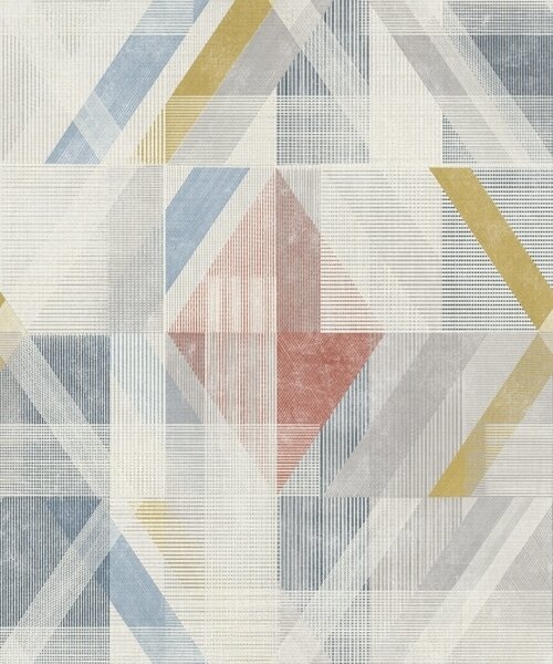 Carta da parati Disegno geometrico con un rombo rosso al centro, Parati astratta classici, a01055 : Uwalls.it