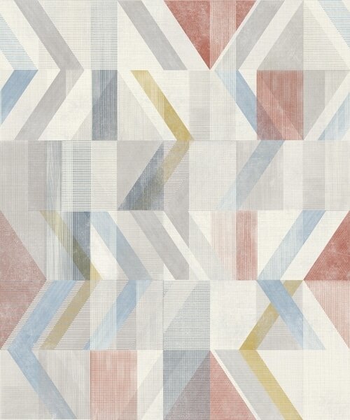 Carta da parati Frecce geometriche nei toni pastello del rosso e del blu, Parati astratta classici, a01056 : Uwalls.it
