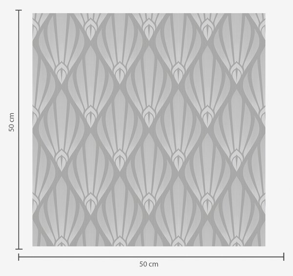 Carta da parati Art Déco grigio con forme a ventaglio, Parati astratta classici, a01064 : Uwalls.it