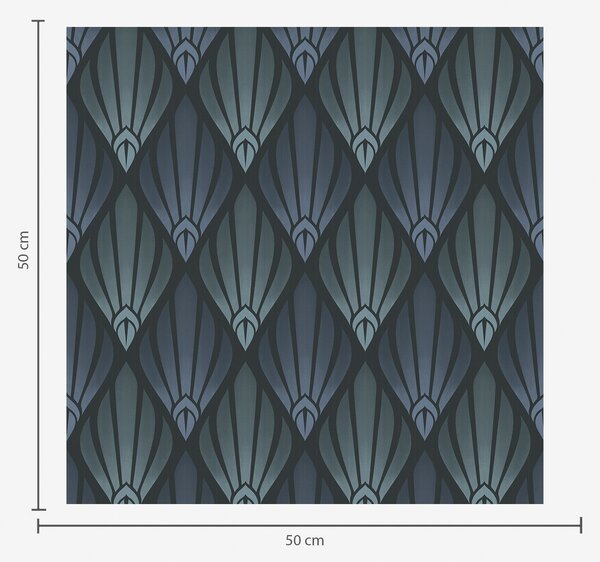 Carta da parati Art Déco blu-grigio freddo con forme a ventaglio, Parati astratta classici, a01064v3 : Uwalls.it