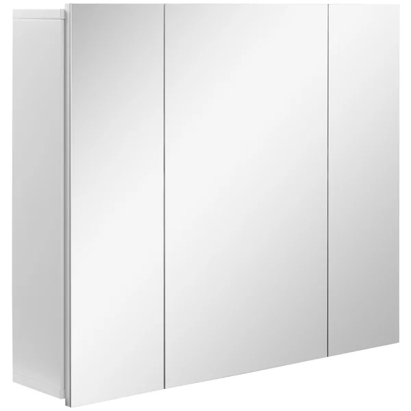 Kleankin Armadietto Bagno con 3 Ante Specchiate, Mobiletto Pensile Bagno in Legno Bianco, Ripiani Interni Regolabili, 70x15x60cm|Aosom
