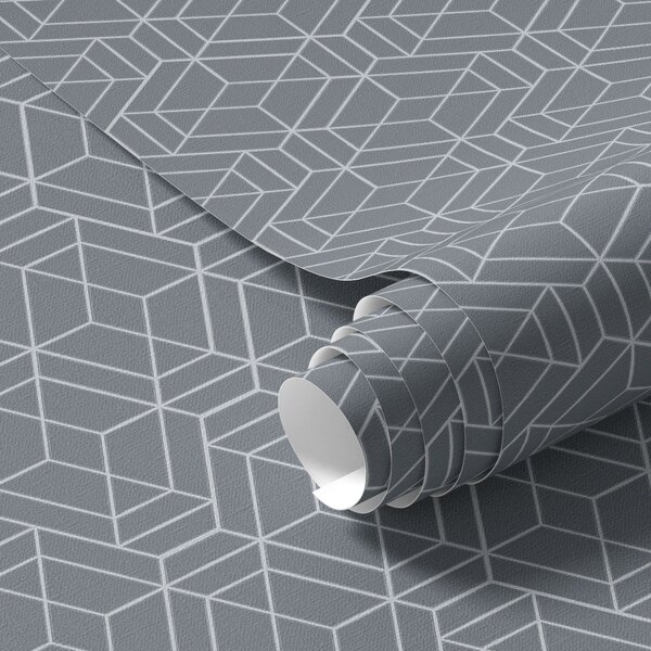 Carta da parati Sfondo grigio con cubi tridimensionali bianchi disposti a griglia, Parati astratta classici, a01067v2 : Uwalls.it