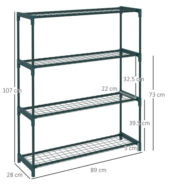 Outsunny Scaffale Porta Piante a 4 Livelli da Esterno e Interno in Acciaio, 89x28x107cm, Verde